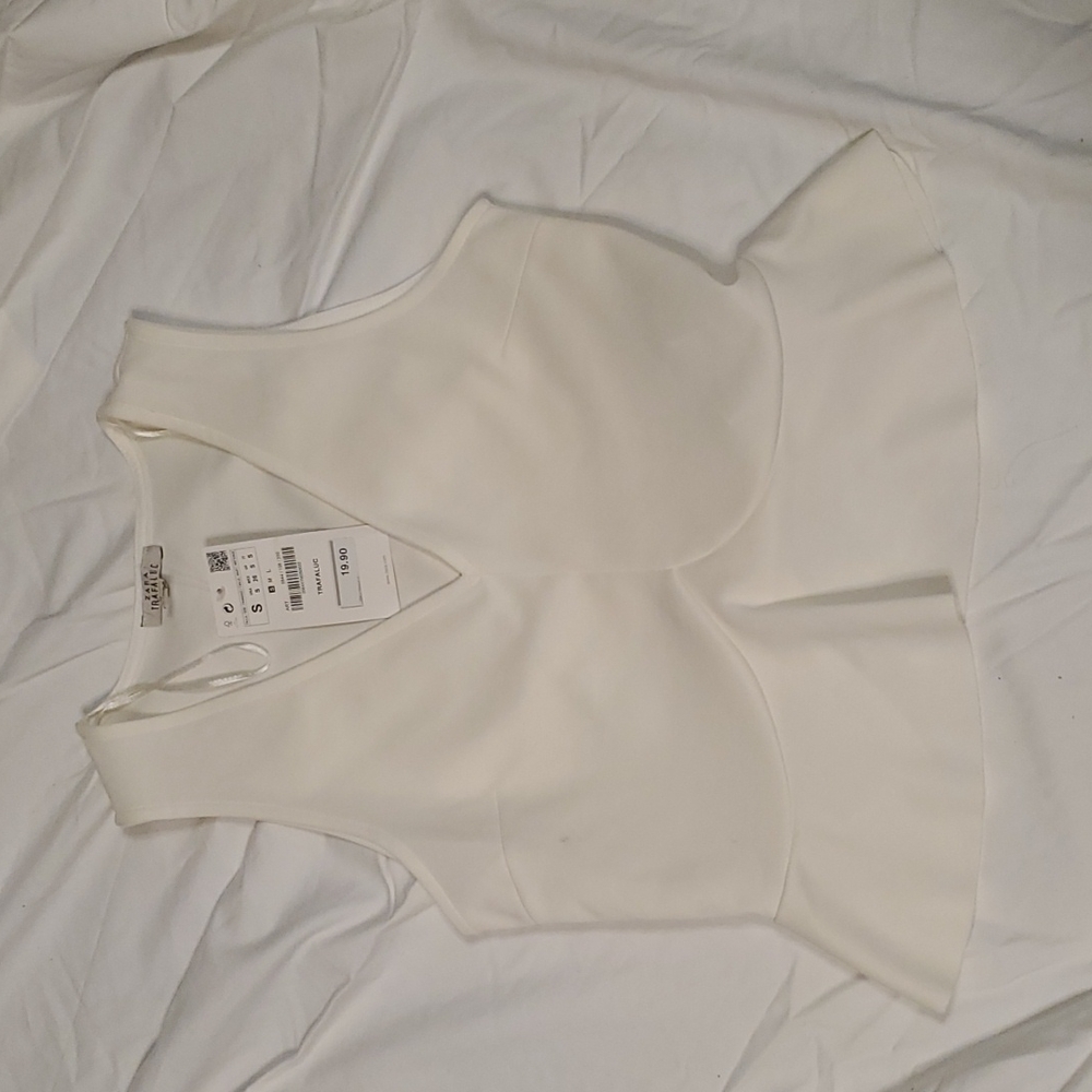 Cream Zara Peplum top size small